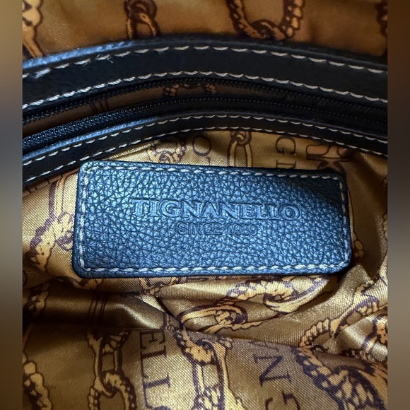 Tignanello Black Leather Tote/Large Multi‑Pocket Genuine Leather/Shoulder Tote - Picture 9 of 11